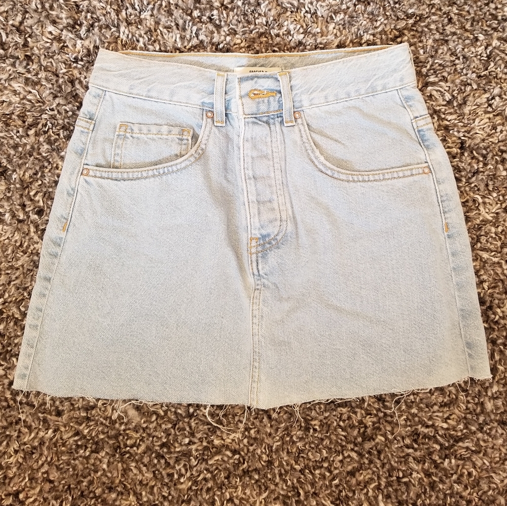 Light blue denim pencil skirt